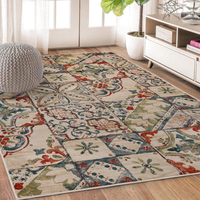 Tapis patchwork rustique 100% polypropylène Vanessa