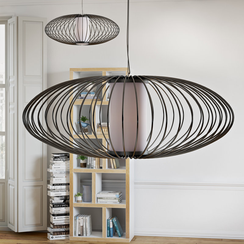Noonkester 1 - Light Geometric Pendant, 23 cm H x 60 cm  W x 60 cm D, White