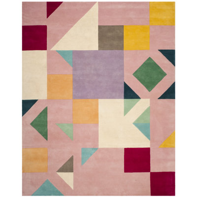 Harsirat Handmade Hand Tufted Wool Pink/Orange/Beige Rug