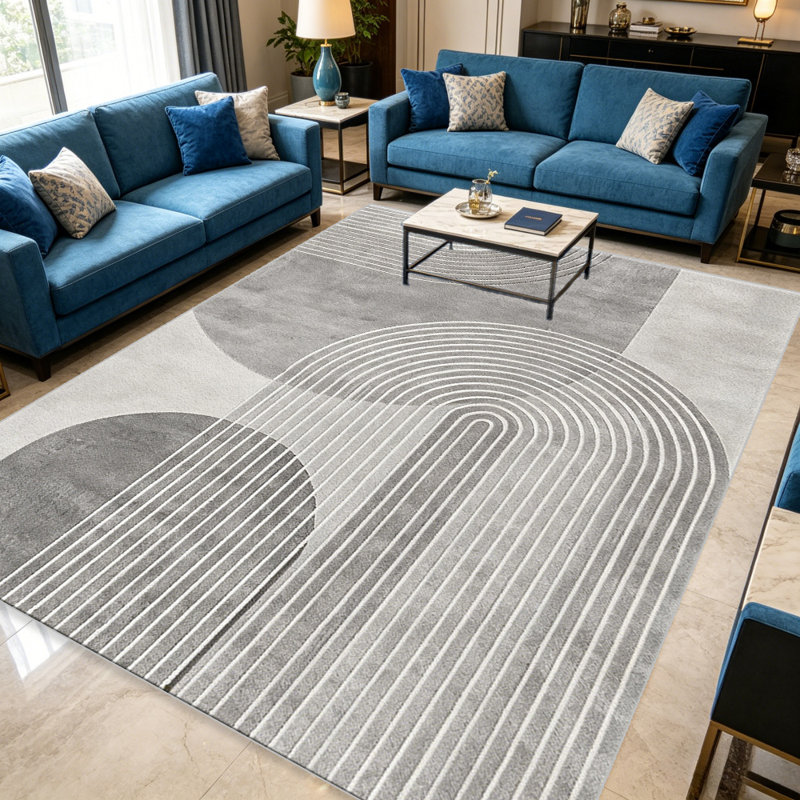Grey Mid-Century   area rugs for Living Room, Soft and Comfortable, Suitable for all seasons, easy to maintain, machine washable Indoor floor mat, Under Table Farmhouse suitable for Bedroom, Dining Room, Study,  Balcony, Home Decor Patio