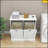 Katashia Wood Cabinet Laundry Hamper  white E1 MDF Laundry Sorter Cabinet  Two compartments with removable cloth bags