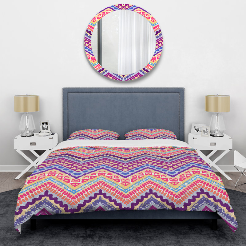Ensemble de housse de couette en microfibre rose / mauve / bleu 3 pièces