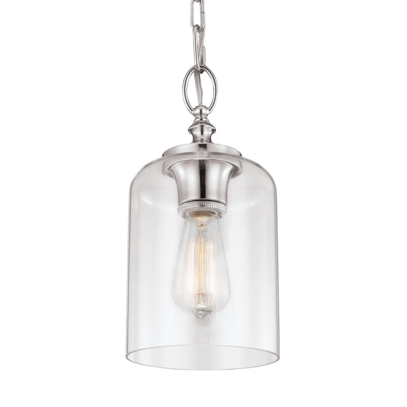 Claudio 1 - Light Single Pendant, Polished Nickel, 13.38" H x 6.5" W x 6.5" D