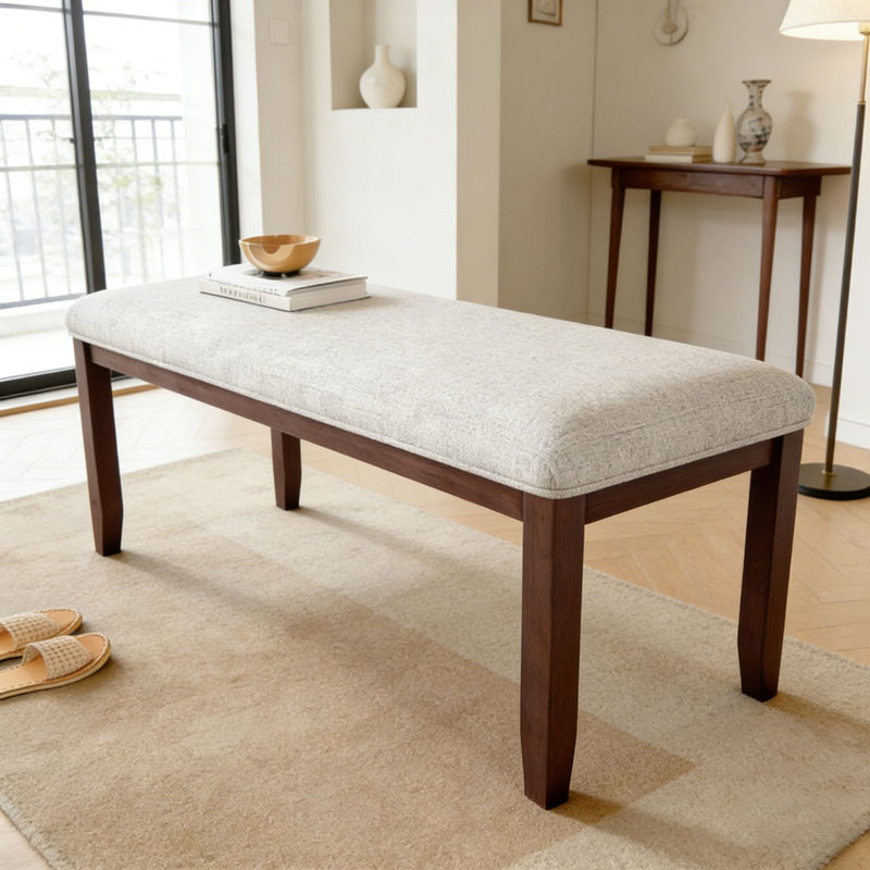 Banc rembourré pour chambre à coucher, Merisier