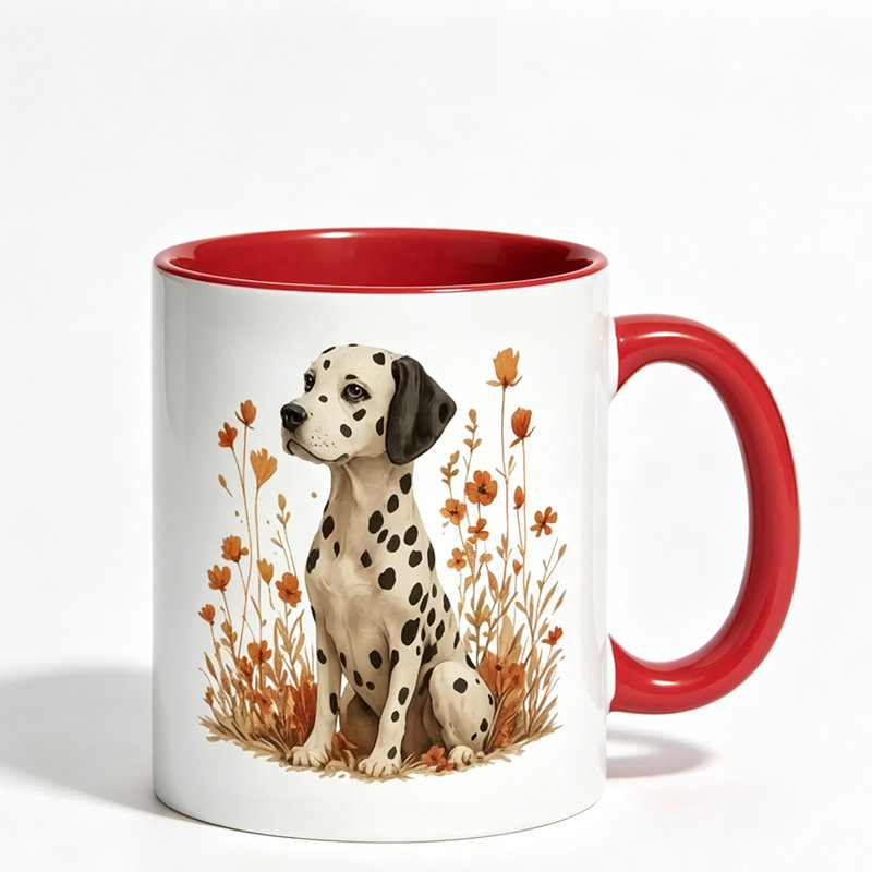 This Charming Ceramic Coffee Mug Features an Adorable Spotted Dog Logo, Making It a Perfect Christmas Gift.