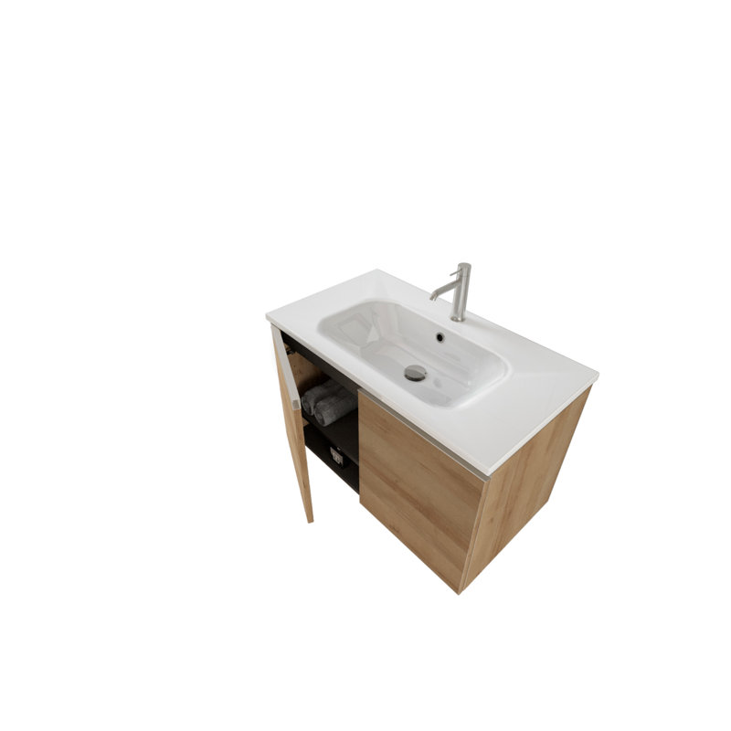 Tate Single Vanity with Integrated Basin, Light Brown