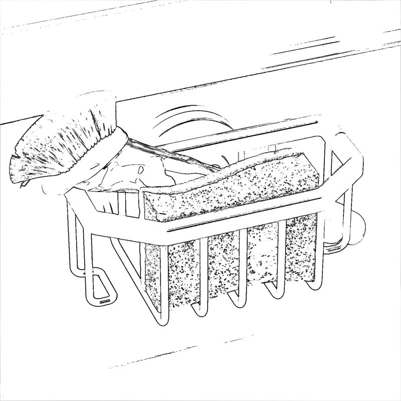 Support d'évier avec ventouse solide, support en éponge en aluminium antirouille pour organisateur d'évier de cuisine, support d'évier intérieur amovible pour éponges et brosses, noir 6,1 x 3,5 po