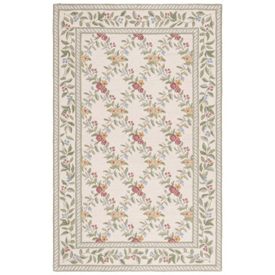 Hand Hooked Wool Pile Floral Rug