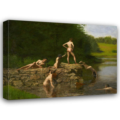 "Natation" par Thomas Eakins - Art mural sur toile tendue avec châssis
