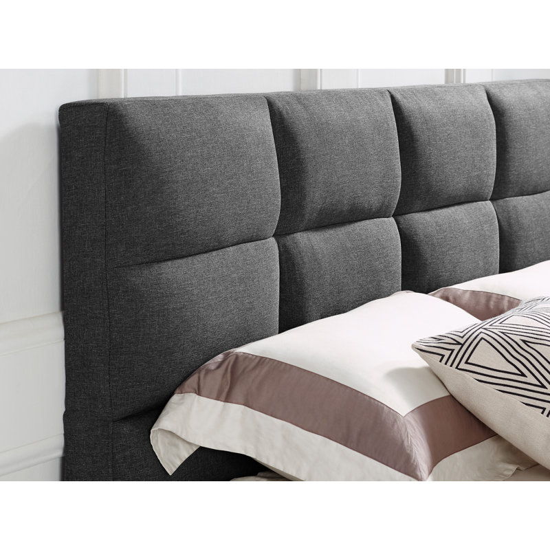 Serta Candace Tufted Upholstered Low Profile Platform Bed, Full, Gray