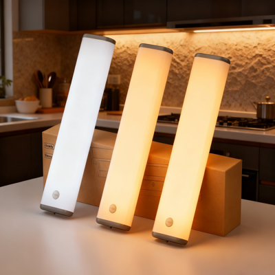 Lampe sous meuble à piles 3 couleurs, 48 ​​DEL sans fil rechargeable avec détecteur de mouvement