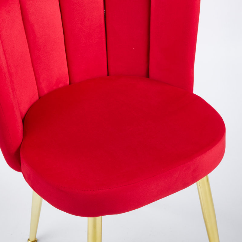 Chaise de salle à manger moderne en velours (ensemble de 2), Rouge
