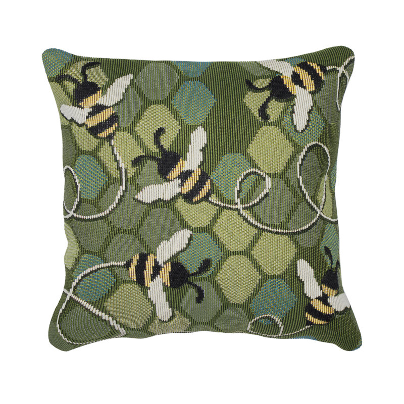 Marina Bee Free Indoor/Outdoor Throw Pillow, Green, 18" x 18"
