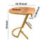 Table d'appoint latérale 17 po en C, plateau en bois de manguier naturel avec rebord, cadre en fer doré