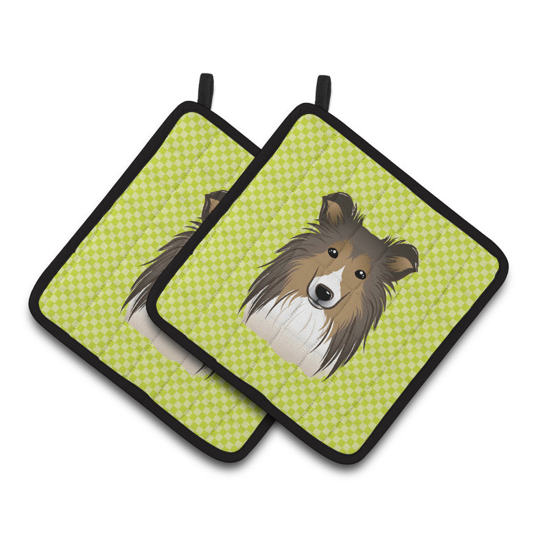 Caroline's Treasures Checkerboard Polyester Potholder, Lime Green