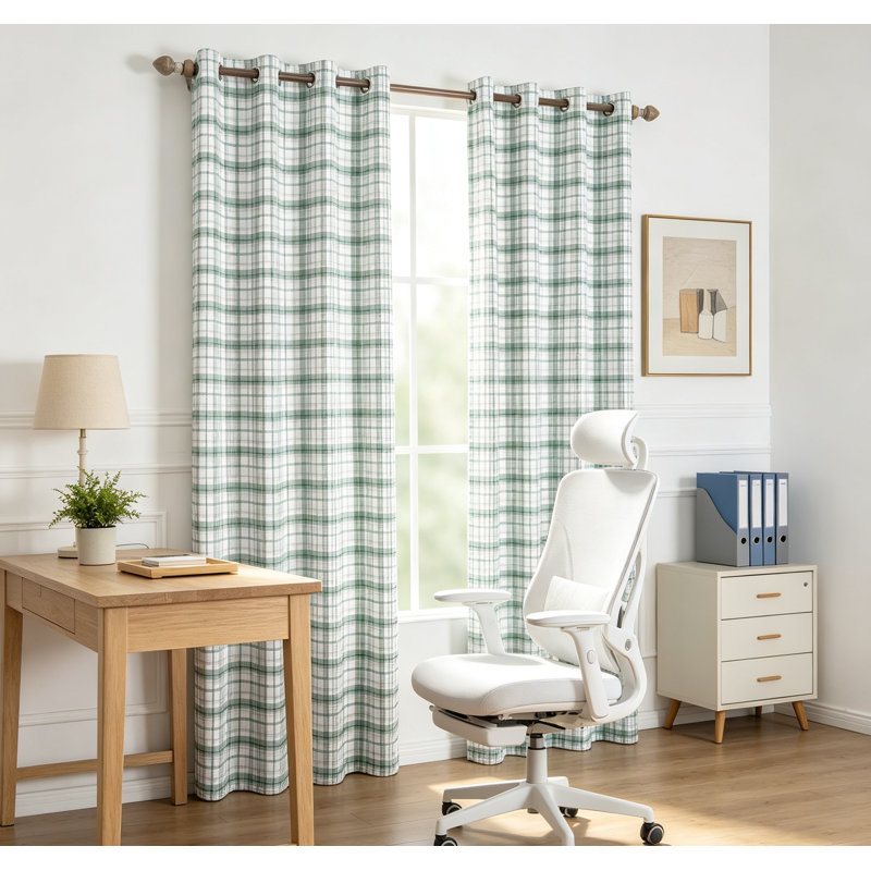 Ensemble de 2 rideaux occultants à carreaux, œillets isolants et isolants à motif vichy Buffalo Check pour chambre à coucher