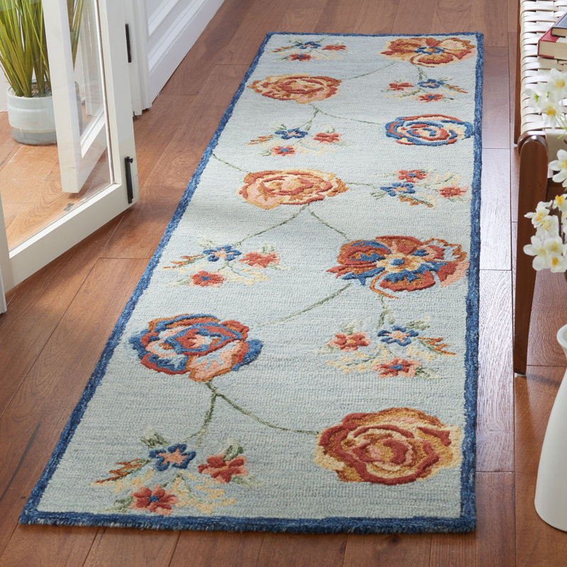 Metro Hand Tufted Wool And Cotton With Latex Floral Rug, Runner 2'3" x 9'