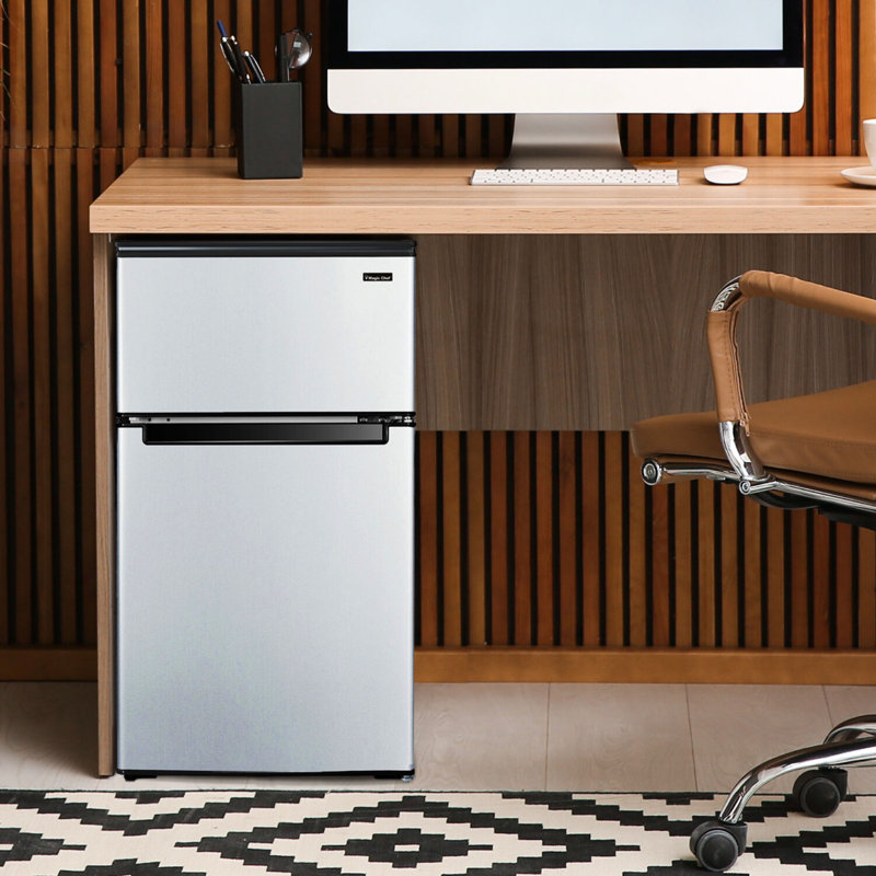 Compact Stainless Steel 3.1 cu ft Mini Refrigerator with Top Freezer