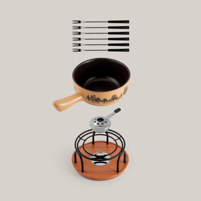 Swissmar Jura Fondue Ceramic 9 Piece Set 2.8 Quart
