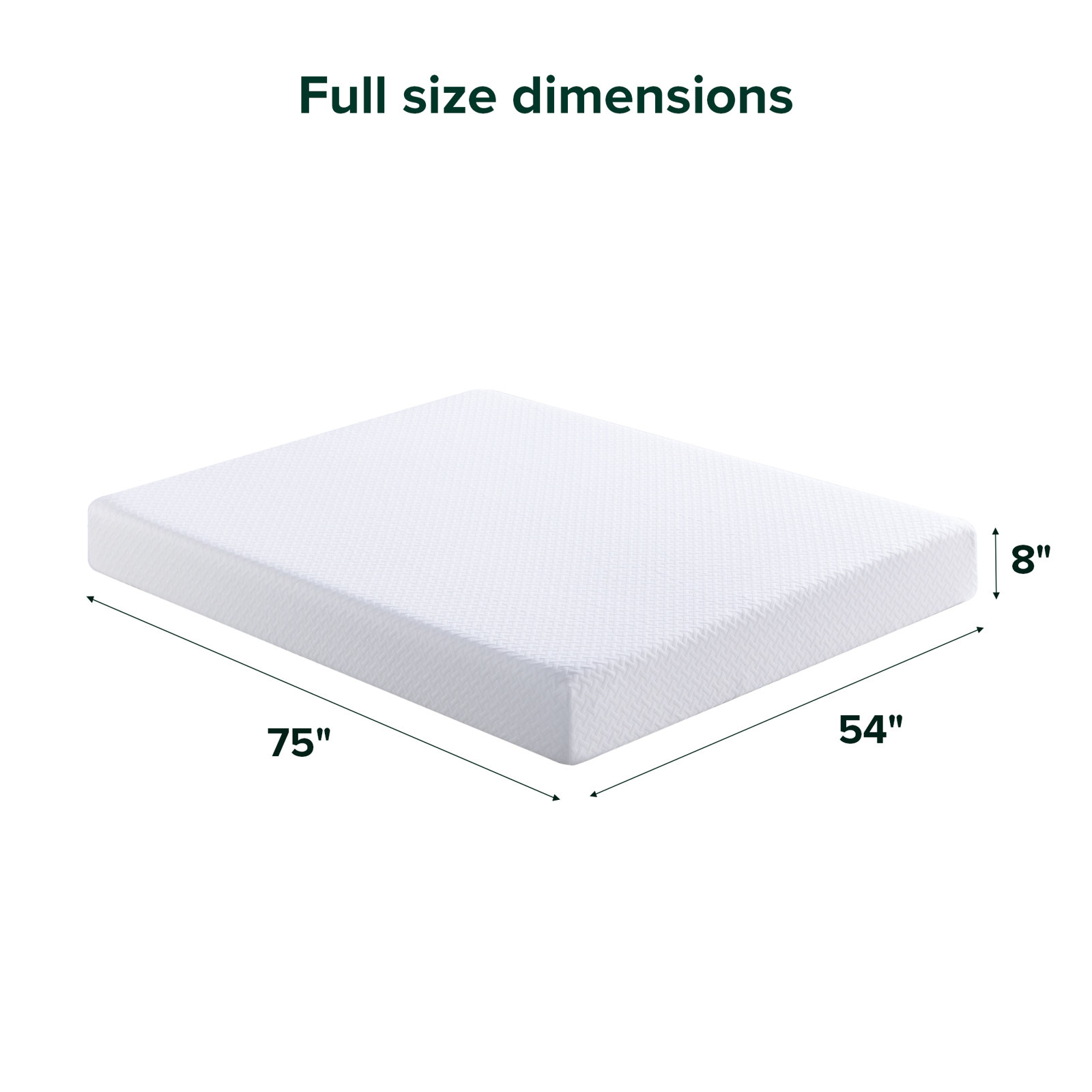  Firm Gel Memory Foam Mattress, 8", Full / Double