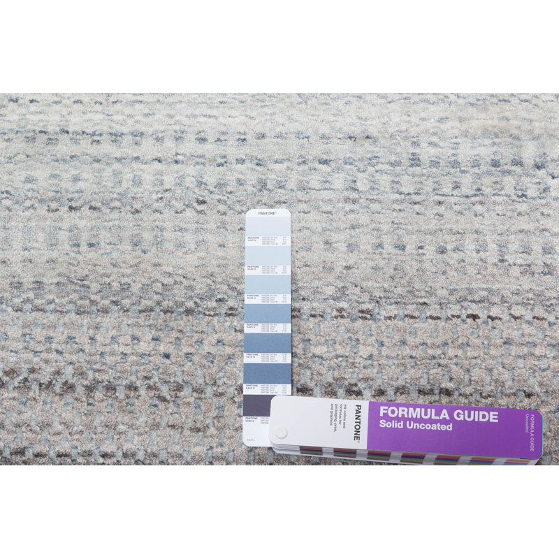 Striped Area Rug in White/Lilac, Rectangle 9' x 12'