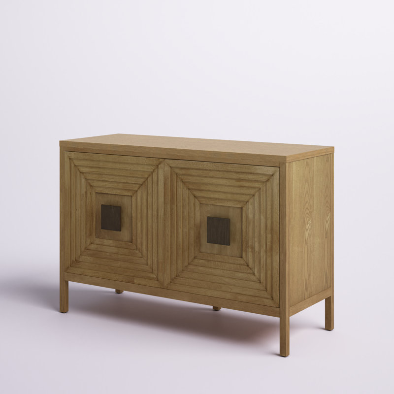 Armoire de rangement géométrique en bois à 2 portes avec tablettes réglables Paige