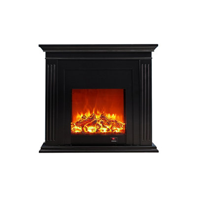 Black Manufactured Wood Electric Fireplace