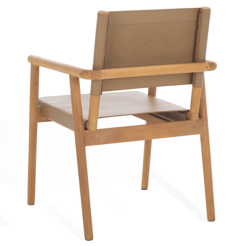 Hutson Leather Upholstered Dining Arm Chair, Natural