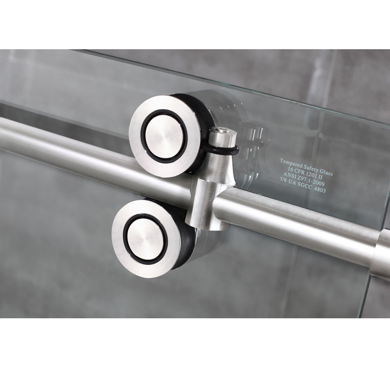 Langham 48" W x 33.8125" D x 75" H Sliding Shower Enclosure with Fixed Panel Door, Stainless Steel