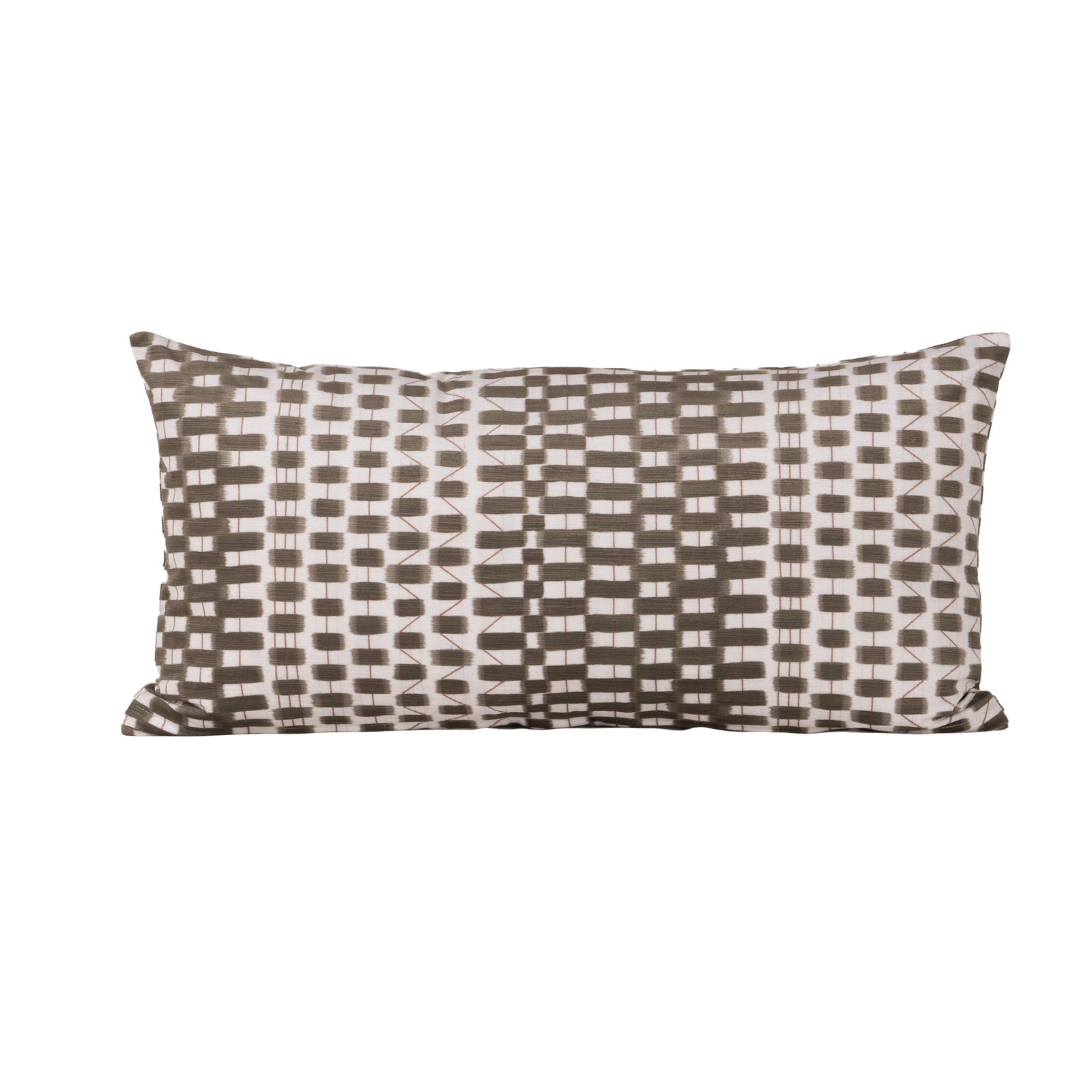  Checkered Throw Pillow, Green, Polyester, Rectangle 14"H x 36"W