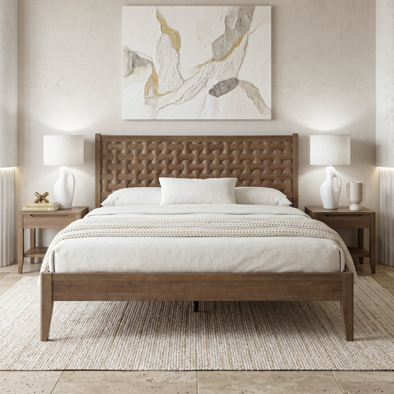 Base de lit grand format avec tête et pied de lit, lit plateforme en bois massif, pieds centraux en métal, 12 sommiers à lattes robustes, aucun sommier tapissier, silencieux et antidérapant, finition bois de grange