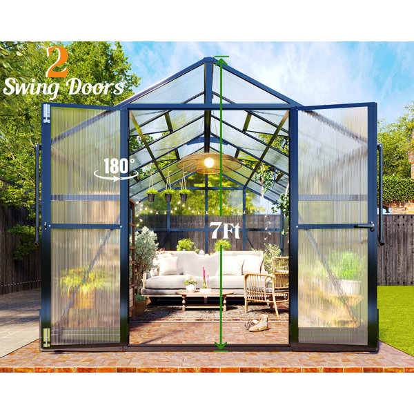 AMERLIFE Polycarbonate Greenhouse With Quick-Connect Fittings, Walk-In ...