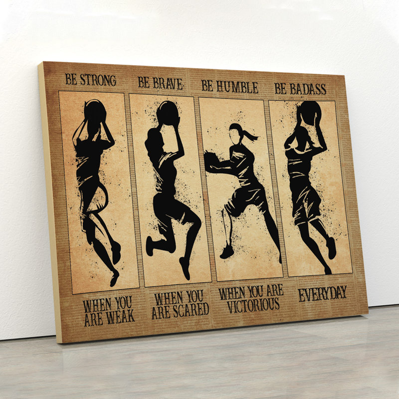 Basketball - Be Badass Everyday Gallery, toile tendue - décor de motif sportif, beige et noir, H 16 po x l 20 po x P 2 po
