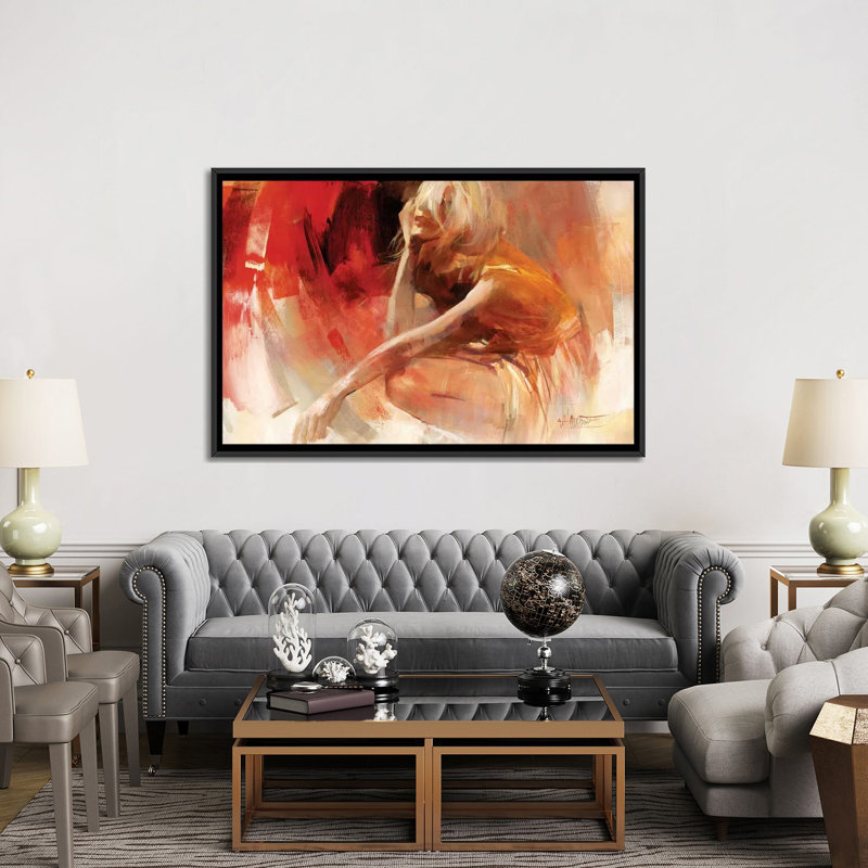 « ludique iii », reproduction sur toile, H 18 po x l 26 po x P 1,5 po, Toile avec cadre noir, Pas de tapis