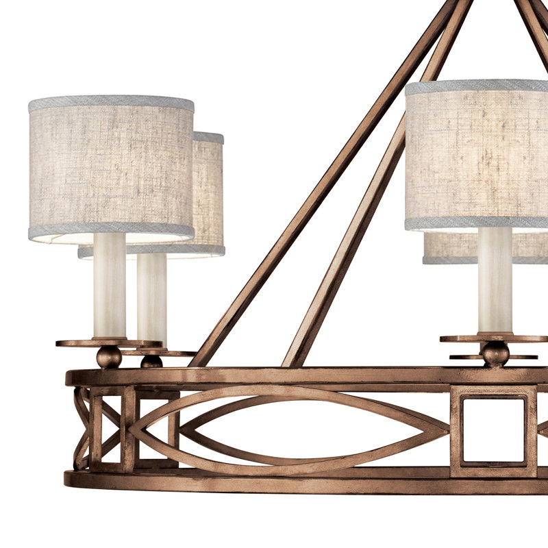 Lustre rond Cienfuegos, Bronze antique, Oui, H 29,5 po x l 39,5 po x P 39,5 po