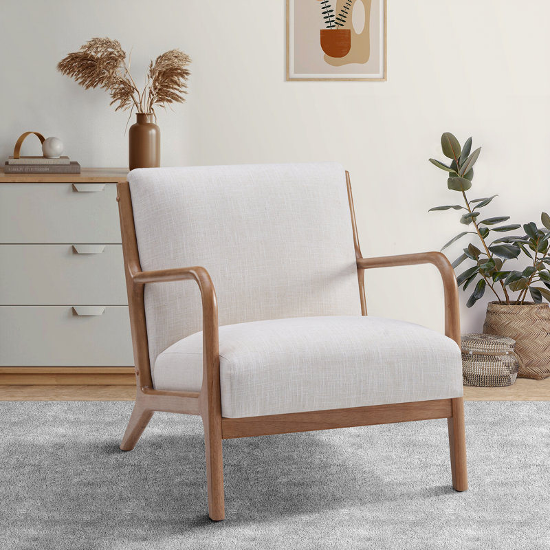 Jenasys Upholstered Accent Chair, Beige Linen