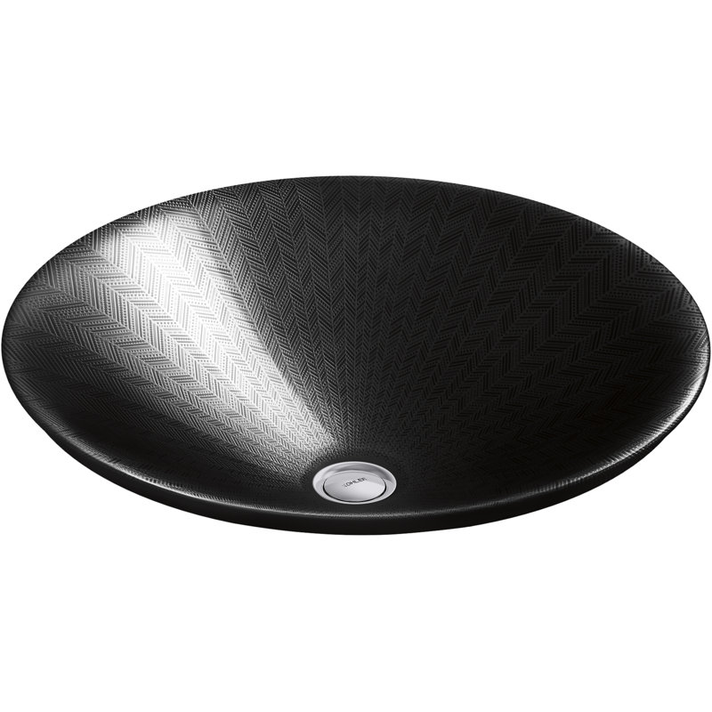 KOHLER Sartorial Herringbone Carillon ARTIST EDITIONS Round Wading Pool Bathroom Sink, Black Black™