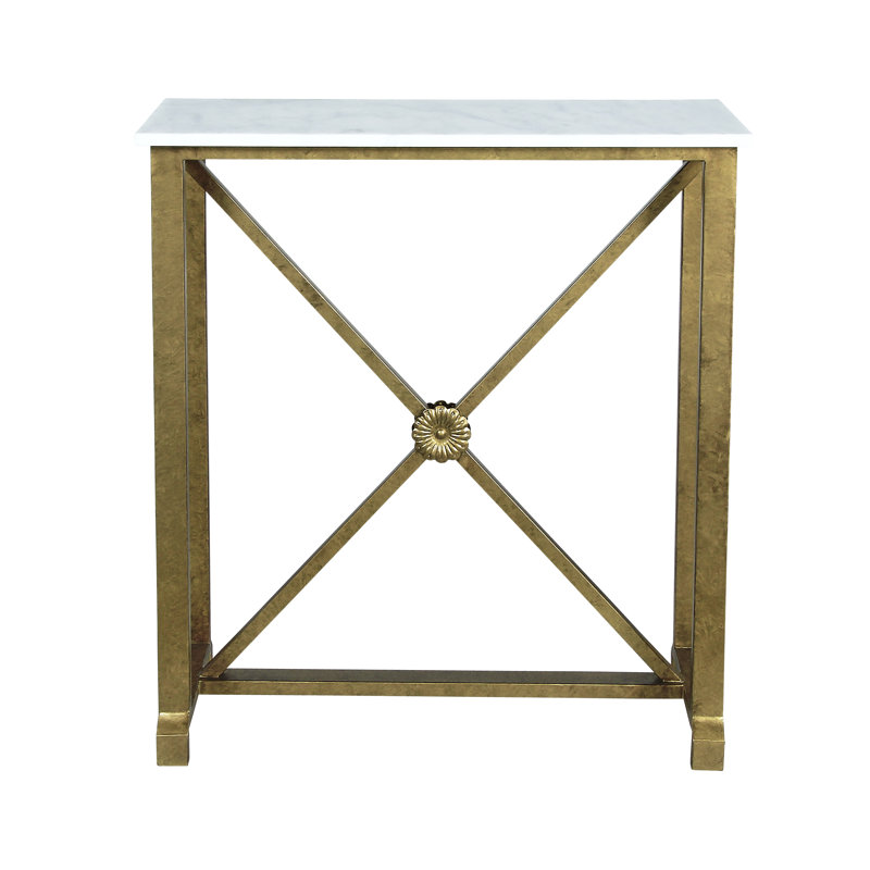 Seattle 36" Console Table, Carrera Marble, Royal Gold