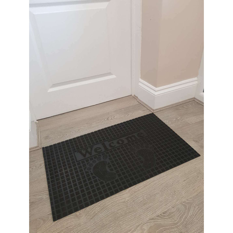 Zuehlke Non-Slip Christmas Indoor Doormat, Black/Gold