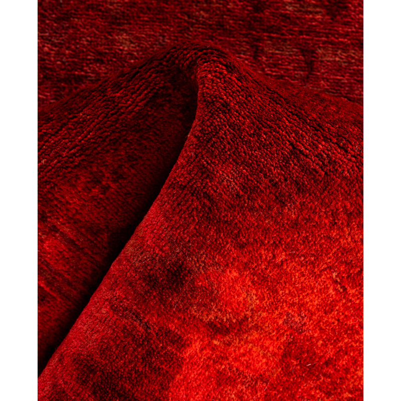 Tapis de couloir rouge en laine 2 pi 7 po x 12 pi Huckstep