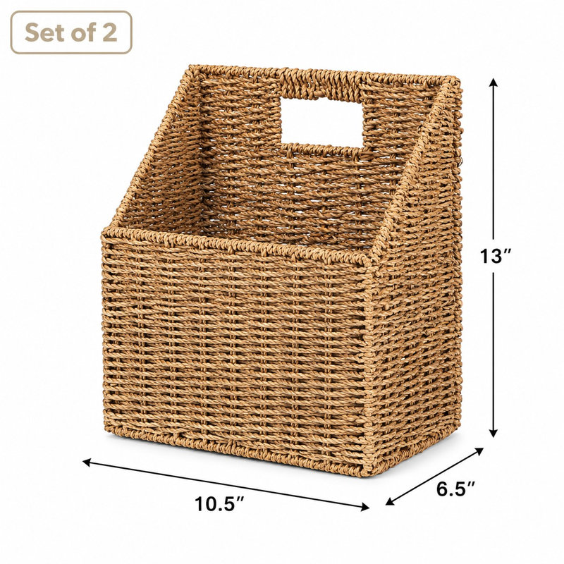 Wicker Hanging Storage Baskets Set of 2 with Seagrass Design