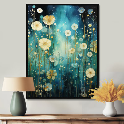 Aigue-marine, fleurs printanières à l'aube - Art mural floral