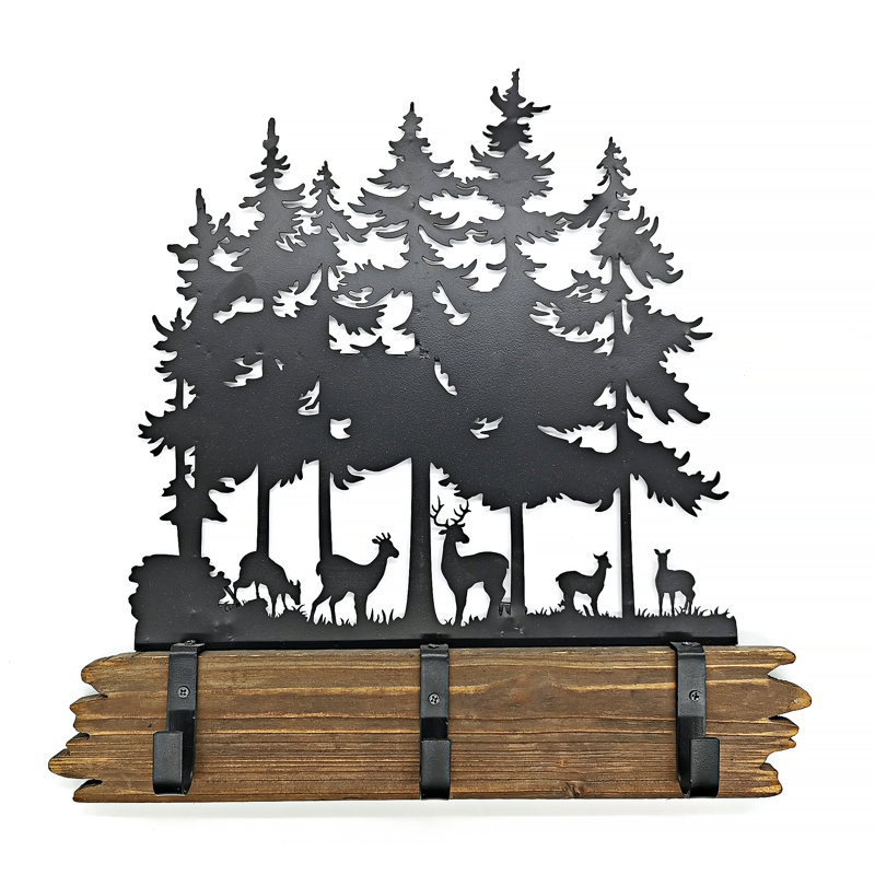 Support en bois et métal avec crochets Deers