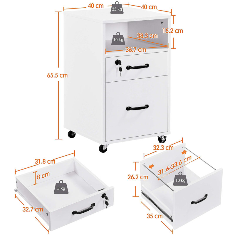 Danby 40cm Wide 2 -Drawer File Cabinet, White