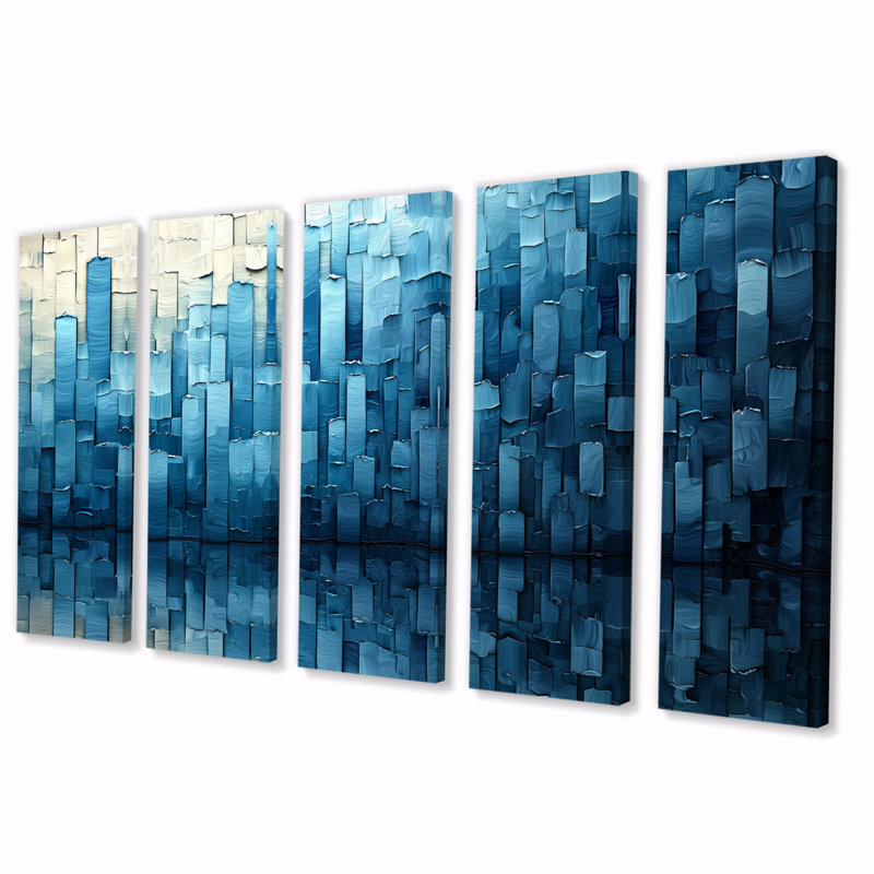 «Drip Paint» de Blue Cubic Matrix III - décoration murale - Art mural moderne, 5, H 32 po x l 80 po