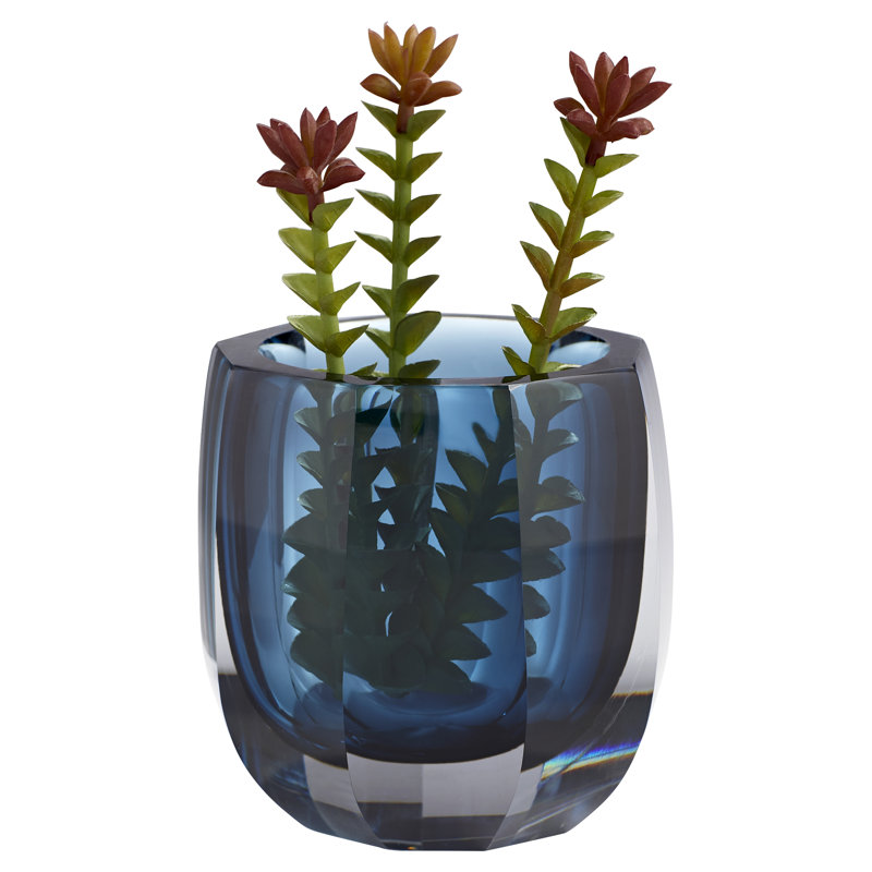 Azure Glass Table Vase, 5" H x 5" W x 5" D