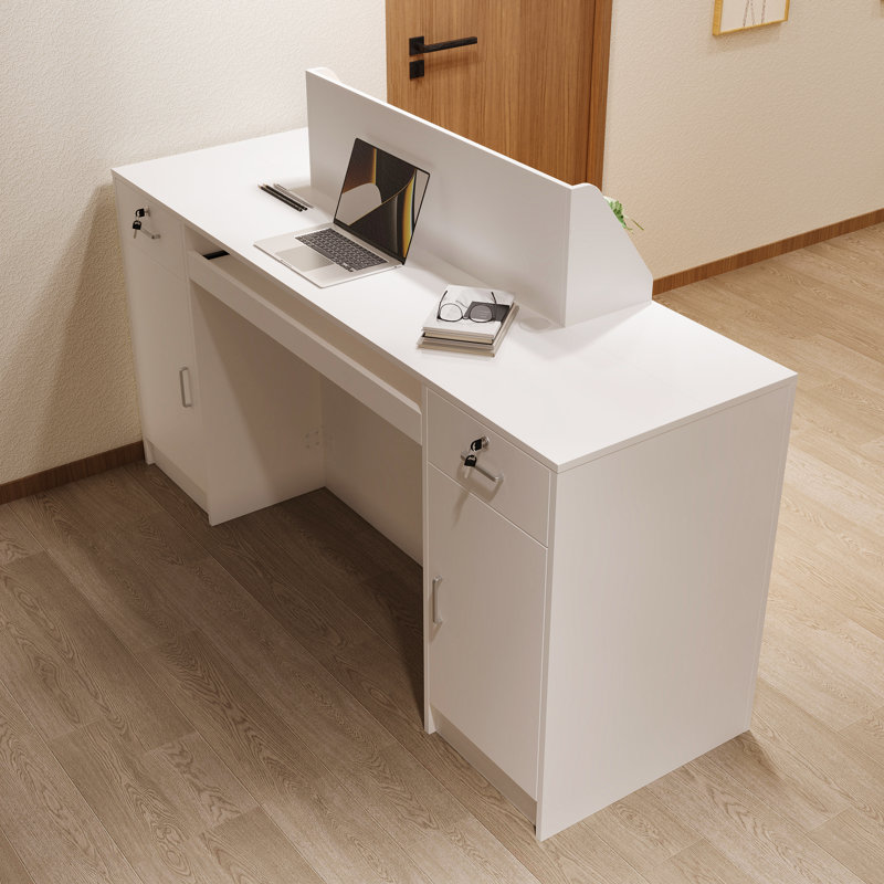 Bureau de réception l 61 po avec tablettes à DEL, rangement verrouillable