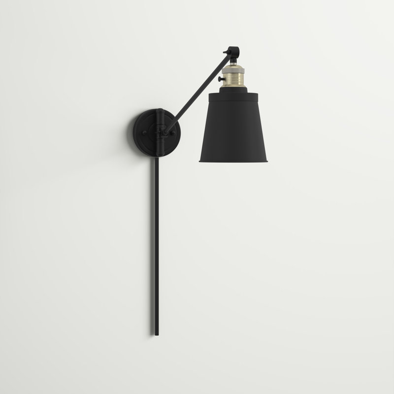 Bras pivotant à 1 lumière lavable à brancher en laiton antique / noir mat Lavender Hill