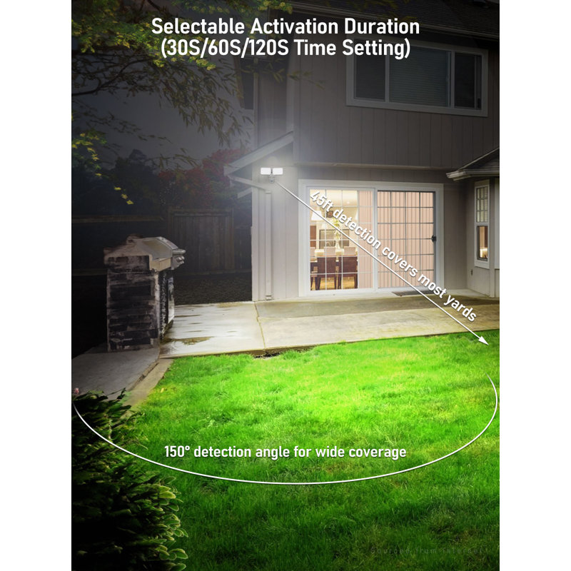 LED Flood Light with GFCI Outlets, Motion Sensor & Dusk to Dawn Security Lamp, White