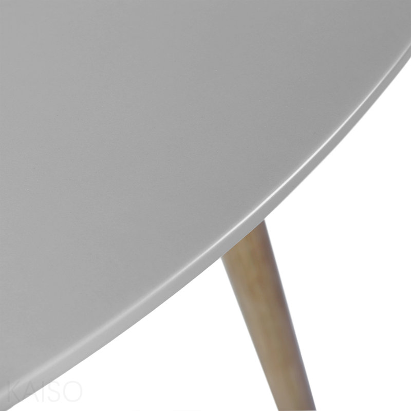 Table de salle à manger d'extérieur ronde en eucalyptus clair et pierre grise